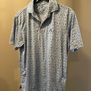 Rhoback Blue Polo Shirt with Modern Pattern